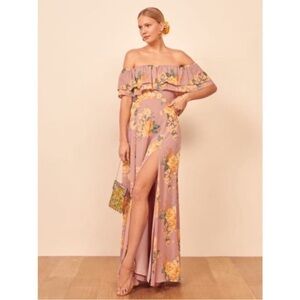 NWT Reformation size 8 Abelia dress in Gwenyth pink floral maxi wedding guest